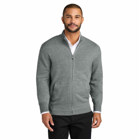 Port Authority SW2901 Easy Care Full-Zip Sweater - Medium Heather Grey