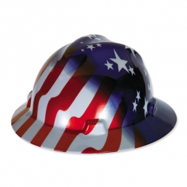 MSA V-Gard Full Brim Hard Hat - American Stars and Stripes