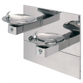 Hi-Lo Barrier-Free Wall Mounted Dual High Polished Stainless Steel Drinking Fountain