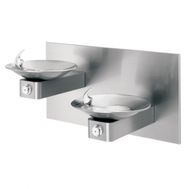 Hi-Lo Barrier-Free Wall Mounted Dual Satin Finish Stainless Steel Drinking Fountain with Back Panel