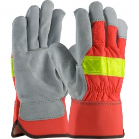 PIP 125-7563 Select Shoulder Split Cowhide Leather Palm Gloves with Hi-Vis Nylon Back