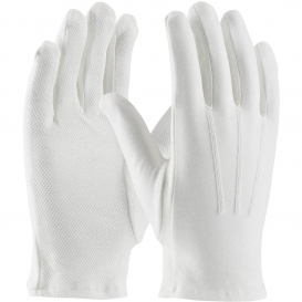 PIP 130-100WMPD Cabaret 100% Cotton Dress Gloves - Dotted Palm with Raised Stitching on Back - Open Cuff