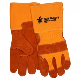 MCR Safety 1690 Bronco Split Side Cowhide Leather Palm Gloves - 4.5\