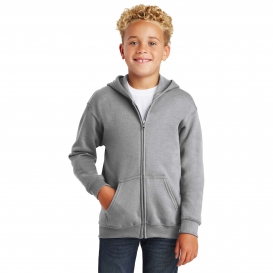 Gildan 18600B Youth Heavy Blend Full-Zip Hooded Sweatshirt - Sport Grey