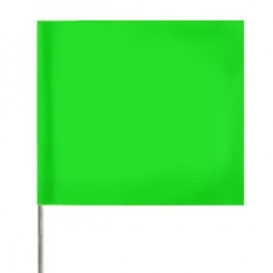 Presco Plain Wire Staff Marking Flags - 2x3 - Green Glo- 18 inch Staff - 100 Bundle