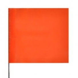 Presco Plain Wire Staff Marking Flags - 2x3 - Orange Glo - 18 inch Staff - 100 Bundle