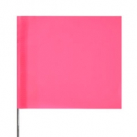 Presco 2x3 Plain Marking Flags with 18 inch Wire Staff - Pink Glo - 100 Flags