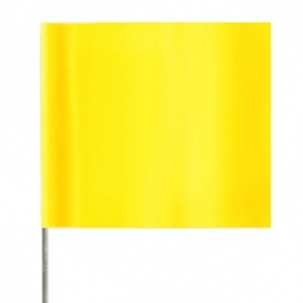 Presco 2x3 Plain Marking Flags with 18 inch Wire Staff - Yellow Glo - 100 Flags
