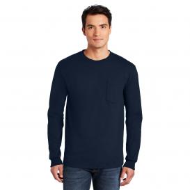 Gildan 2410 Ultra Cotton Long Sleeve T-Shirt with Pocket - Navy