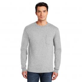 Gildan 2410 Ultra Cotton Long Sleeve T-Shirt with Pocket - Sport Grey