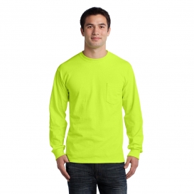 Gildan 2410 Ultra Cotton Long Sleeve T-Shirt with Pocket - Safety Green