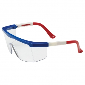 Bouton 250-24-0300 Hi-Voltage ARC Safety Glasses - Red/White/Blue Frame - Clear Lens