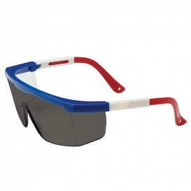 Bouton 250-24-0301 Hi-Voltage ARC Safety Glasses - Red/White/Blue Frame - Gray Lens