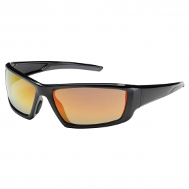 Bouton 250-47-0004 Sunburst Safety Glasses - Black Frame - Red Mirror Plus Lens - Anti-Reflective