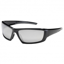 Bouton 250-47-0005 Sunburst Safety Glasses - Black Frame - Silver Mirror Plus Lens - Anti-Reflective