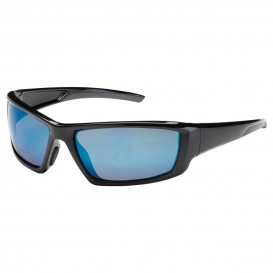 Bouton 250-47-0006 Sunburst Safety Glasses - Black Frame - Blue Mirror Plus Lens - Anti-Reflective