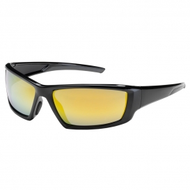 Bouton 250-47-0007 Sunburst Safety Glasses - Black Frame - Gold Mirror Plus Lens - Anti-Reflective
