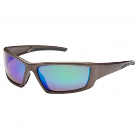 Bouton 250-47-1008 Sunburst Safety Glasses - Brown Frame - Green Mirror Plus Lens - Anti-Reflective