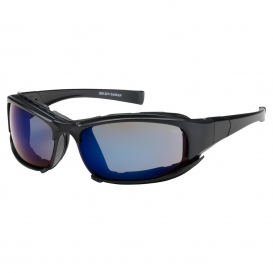  Bouton 250-CE-10093 Cefiro Safety Glasses - Black Foam Lined Frame - Blue Mirror Anti-fog Lens