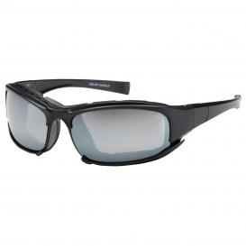 Bouton Cefiro Safety Glasses - Black Frame - Silver Mirror Anti-fog Lens