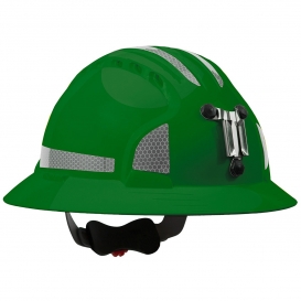 JSP Evolution 6161MCR2 Deluxe Full Brim Reflective Mining Hard Hat - Wheel Ratchet Suspension - Green