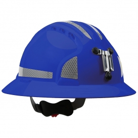 JSP Evolution 6161MCR2 Deluxe Full Brim Reflective Mining Hard Hat - Wheel Ratchet Suspension - Blue