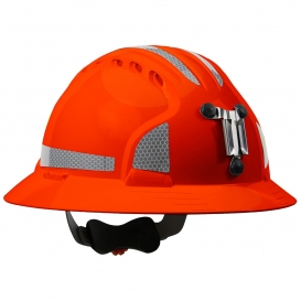 JSP Evolution 6161MCR2 Deluxe Full Brim Reflective Mining Hard Hat - Wheel Ratchet Suspension - Hi-Viz Orange