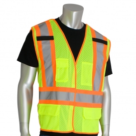 PIP 302-0211 Type R Class 2 X-Back Breakaway Two-Tone Mesh Safety Vest - Yellow/Lime