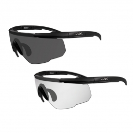 Wiley X Saber Advanced Safety Glasses - 2 Matte Black Frames - Grey & Clear Lenses