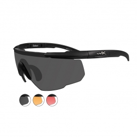 Wiley X Saber Advanced Sunglasses - Matte Black Frame - Grey, Light Rust & Vermillion Lenses
