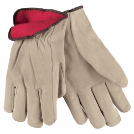 Memphis 3150 Split Cowhide Leather Driver Gloves - Red Fleece Lined - Tan