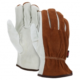 MCR Safety 3205 CV Grade Grain Cow Leather Driver Gloves - Split Back - Natural