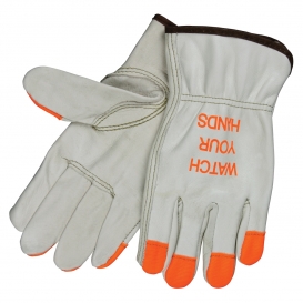 Memphis 3213HVI Industry Grain Leather Driver Gloves - Orange Fingertips - \