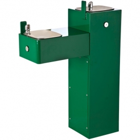 Model 3300 Hi-Lo Two Bubbler 11 Gauge Galvanized Steel Pedestal Green Powder-Coated Finish Fountain