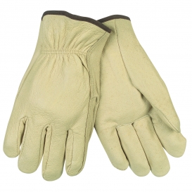 MCR Safety 3410 Premium Grade Grain Pigskin Leather Driver Gloves - Straight Thumb - Natural