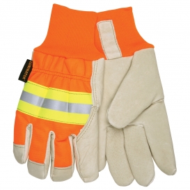 Memphis 3440 Luminator Grain Pigskin Leather Driver Gloves - Knit Wrist - Reflective Stripe