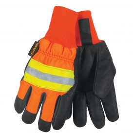 MCR Safety 34411 Luminator Waterproof Grain Pigskin Gloves - Thermosock Lined - Wing Thumb