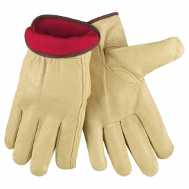 MCR Safety 3450 Premium Grade Grain Pigskin Leather Driver Gloves - Fleece Lined - Natural