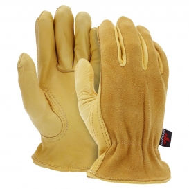 MCR Safety 3505 Select Grade Grain Deerskin Leather Driver Gloves - Split Back - Yellow