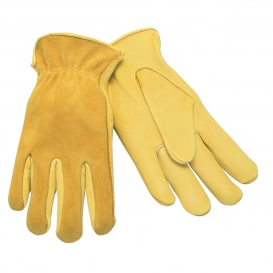 Memphis 3505 Regular Grade Grain Deerskin Leather Driver Gloves - Split Back - Yellow