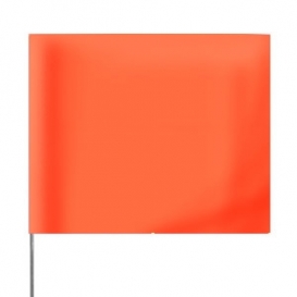 Presco 4x5 Plain Marking Flags with 15 inch Wire Staff - Orange - 1000 Flags