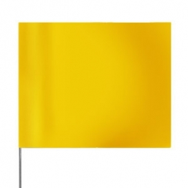 Presco 4x5 Plain Marking Flags with 15 inch Wire Staff - Yellow - 1000 Flags