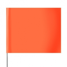 Presco 4x5 Plain Marking Flags with 21 inch Wire Staff - Orange - 100 Flags