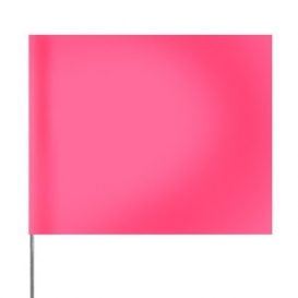 Presco 4x5 Plain Marking Flags with 21 inch Wire Staff - Pink Glo - 100 Flags