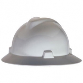 MSA 454733 V-Gard Full Brim Hard Hat - Staz-On Suspension - White