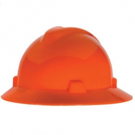 MSA 489360 V-Gard Full Brim Hard Hat - Staz-On Suspension - Hi-Viz Orange