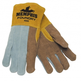 Memphis 4550 Split Select Shoulder Leather - Foundry Gloves - Sewn with Kevlar - Brown/Gray/Yellow