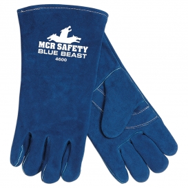 MCR Safety 4600 Blue Beast Cow Side Leather Welders Gloves - Reinforced Palm