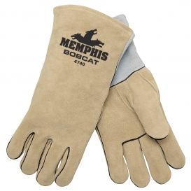 Memphis 4740 Bob Cat Premium Select Side Leather Welder Gloves - Reinforced Thumb Strap - XL