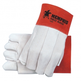 Memphis 4800 Red Ram Soft Grain Goatskin Leather - Fingerless MIG/TIG Welders Gloves - White
